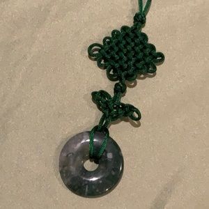 Moss agate donut macrame necklace